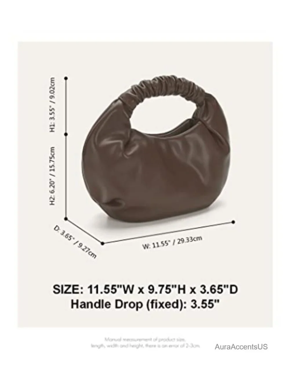 Faux Leather Ruched Hobo Bag for Women with Magnetic Closure
